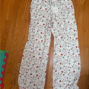 Caden Lane White Pajama Pants with Red and Black Print